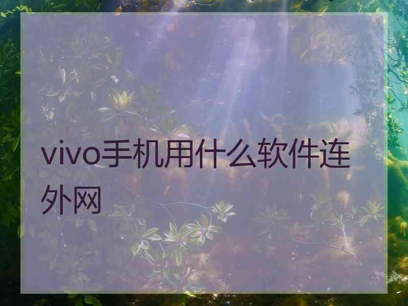 vivo手机用什么软件连外网