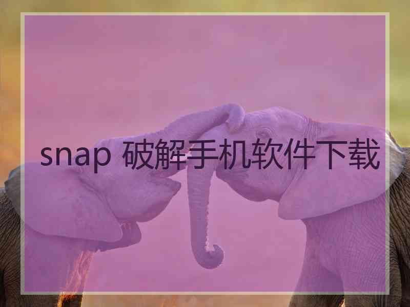 snap 破解手机软件下载