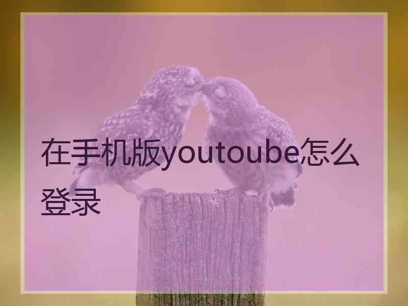 在手机版youtoube怎么登录