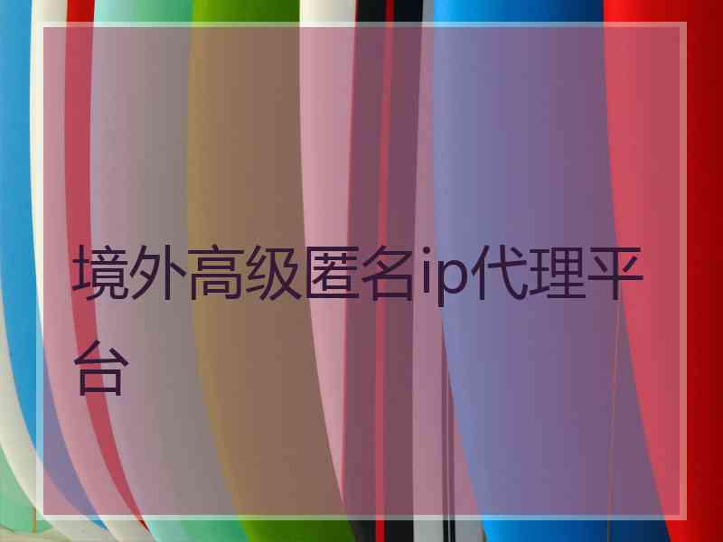 境外高级匿名ip代理平台