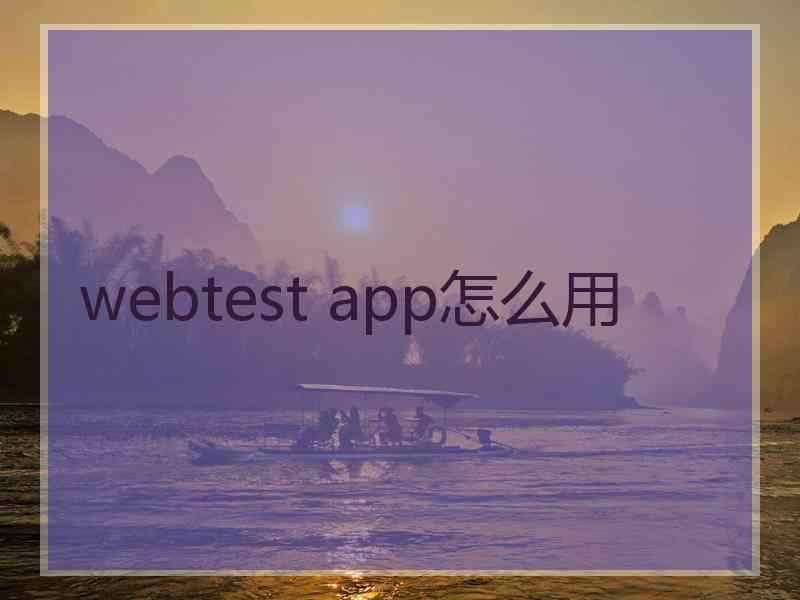 webtest app怎么用