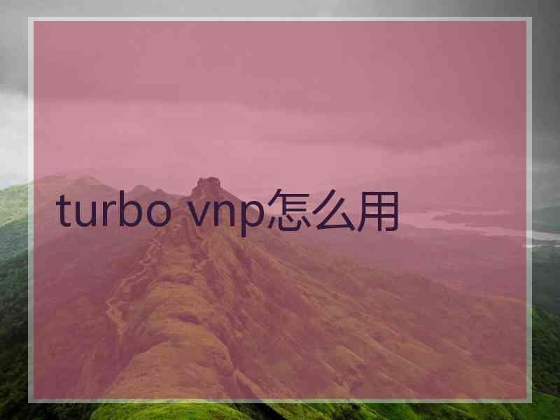 turbo vnp怎么用